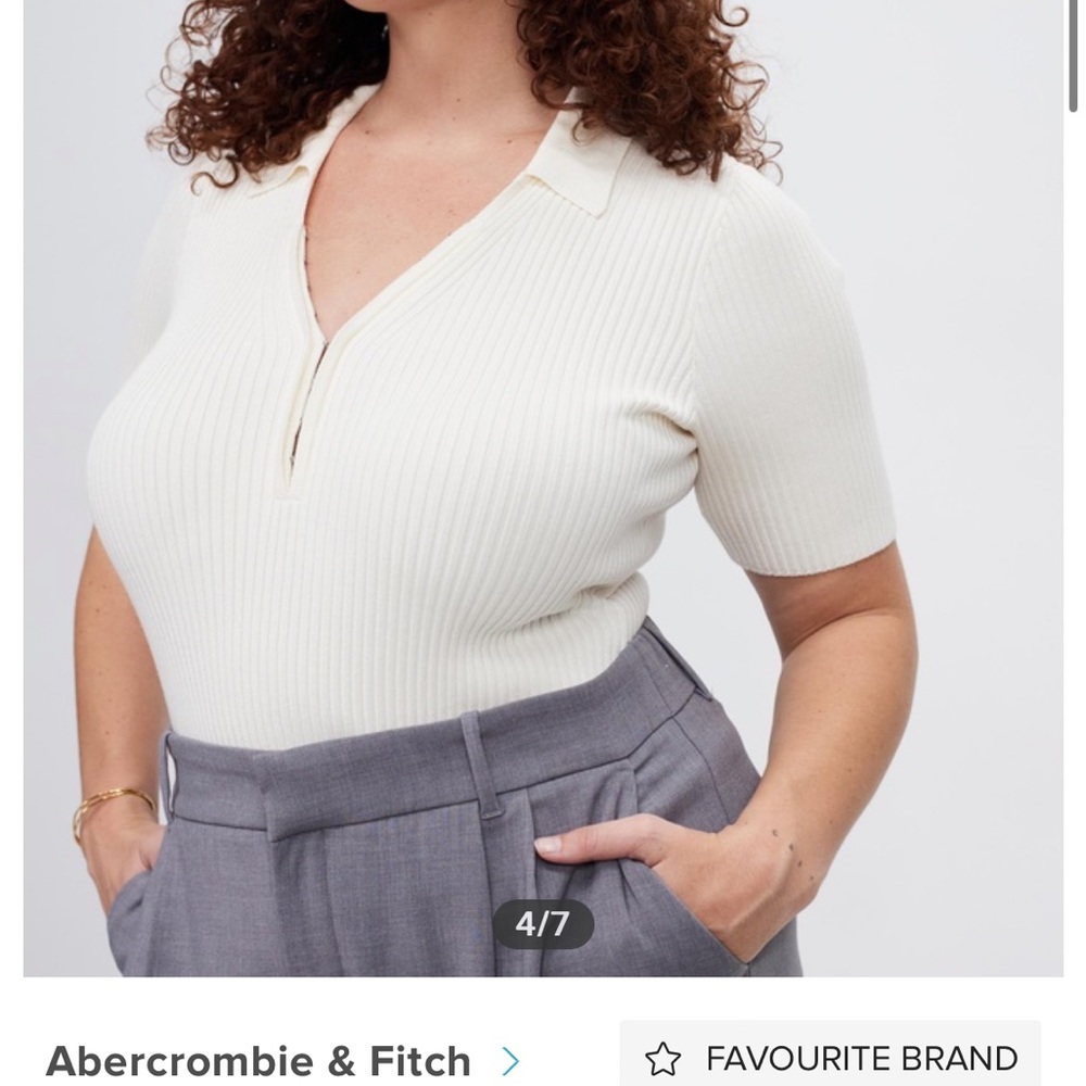 Abercrombie and Fitch White Sweater Hook and Eye Bodysuit with Collar
